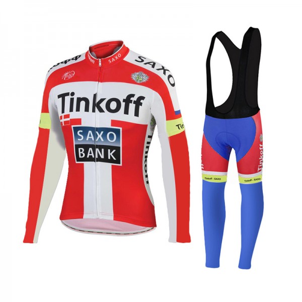 2015 Tinkoff Saxo Bank Rouge Fahrradbekleidung Radtrikot Satz Langarm und Lange Trägerhose 2015 Tinkoff Saxo Bank Rouge Fahrradbekleidung Radtrikot Satz Langarm und Lange Trägerhose