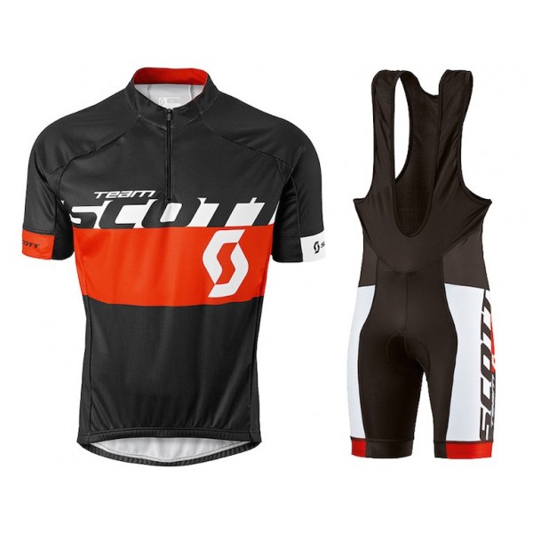 2015 Proteam Scott Weiß-Schwarz-Rot Fahrradbekleidung Satz Fahrradtrikot Kurzarm Trikot und Kurz Trägerhose