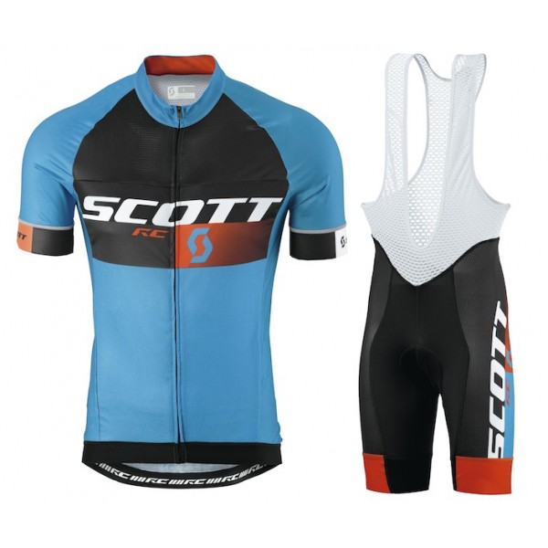 2015 Scott RC Pro Schwarz-Blau Fahrradbekleidung Satz Fahrradtrikot Kurzarm Trikot und Kurz Trägerhose