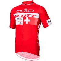 2015 Odlo Scott Swiss Rote Radtrikot Kurzarm
