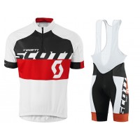 2015 Proteam Scott Schwarz-Rot Fahrradbekleidung Satz Fahrradtrikot Kurzarm Trikot und Kurz Trägerhose