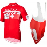 2015 Odlo Scott Swiss Rote Fahrradbekleidung Satz Fahrradtrikot Kurzarm Trikot und Kurz Trägerhose