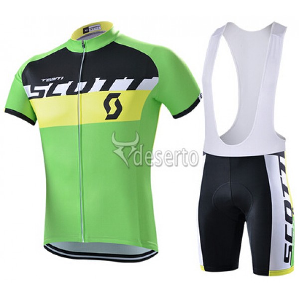 2015 Scott Fahrradbekleidung Satz Fahrradtrikot Kurzarm Trikot und Kurz Trägerhose Grün