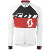 2015 Team Scott Weiß/Schwarz/Rot Radtrikot Langarm