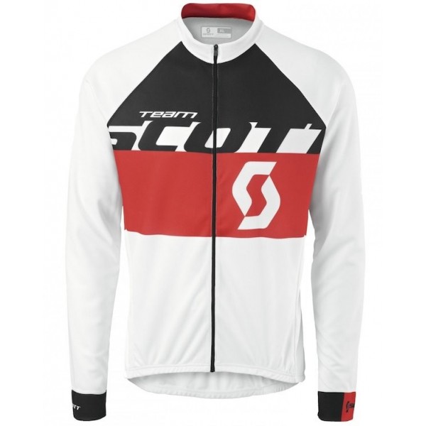 2015 Team Scott Weiß/Schwarz/Rot Radtrikot Langarm