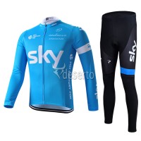 2015 Sky Fahrradbekleidung Radtrikot Satz Langarm und Lange Fahrradhose