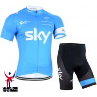2015 Sky Maillot Cyclisme Courte Blau und Kurz Radhose