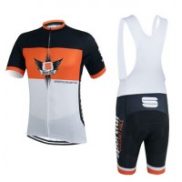 2015 Sportful Weiß Schwarz orange Fahrradbekleidung Satz Fahrradtrikot Kurzarm Trikot und Kurz Trägerhose