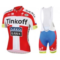 Tinkoff-Saxo Bank Champion danoise 2015 Fahrradbekleidung Satz Fahrradtrikot Kurzarm Trikot und Kurz Trägerhose