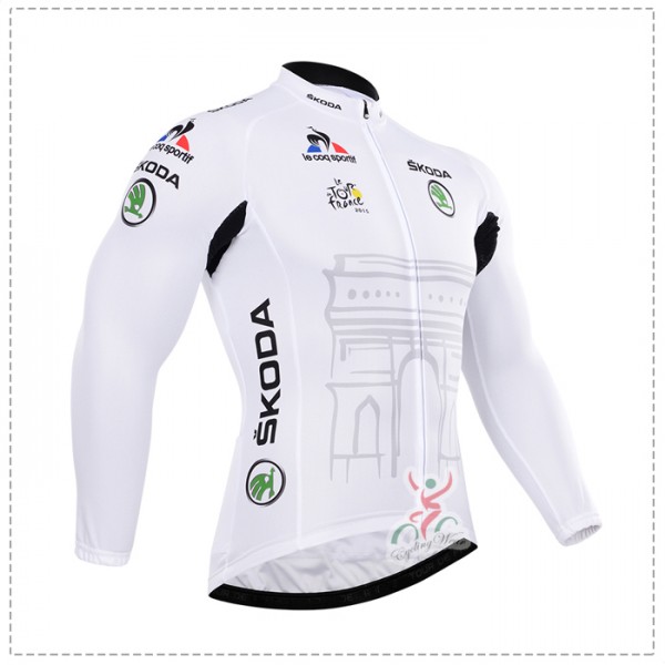 2015 Tour de France Fahrradtrikot Langarm Blanc