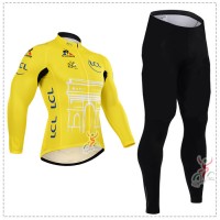 2015 Tour de France jaune Fahrradbekleidung Radtrikot Satz Langarm und Lange Fahrradhose
