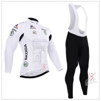 2015 Tour de France Blanc Fahrradbekleidung Radtrikot Satz Langarm und Lange Trägerhose