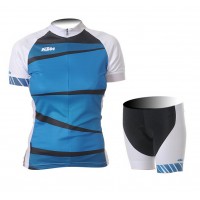 2015 KTM Damen blau Radbekleidung Radtrikot Kurzarm und Fahrradhosen Kurz