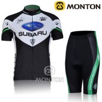 2011 SUBARU Damen Radbekleidung Radtrikot Kurzarm und Fahrradhosen Kurz Grün