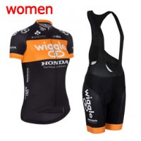 2015 Wiggle Damen Fahrradbekleidung Satz Fahrradtrikot Kurzarm Trikot und Kurz Trägerhose