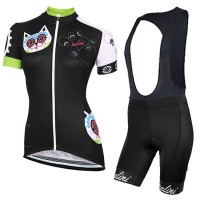 2015 Damen Nalini Cat color Damen Fahrradbekleidung Satz Fahrradtrikot Kurzarm Trikot und Kurz Trägerhose