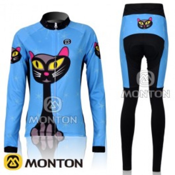 2011 Monton Blue Cat Damen Fahrradbekleidung Radtrikot Satz Langarm und Lange Fahrradhose 2011 Monton Blue Cat Damen Fahrradbekleidung Radtrikot Satz Langarm und Lange Fahrradhose