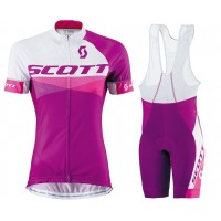 2015 Scott Weiß-Violet Damen Fahrradbekleidung Satz Fahrradtrikot Kurzarm Trikot und Kurz Trägerhose