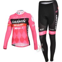2012 Damen Garmin Fahrradbekleidung Radtrikot Satz Langarm und Lange Fahrradhose