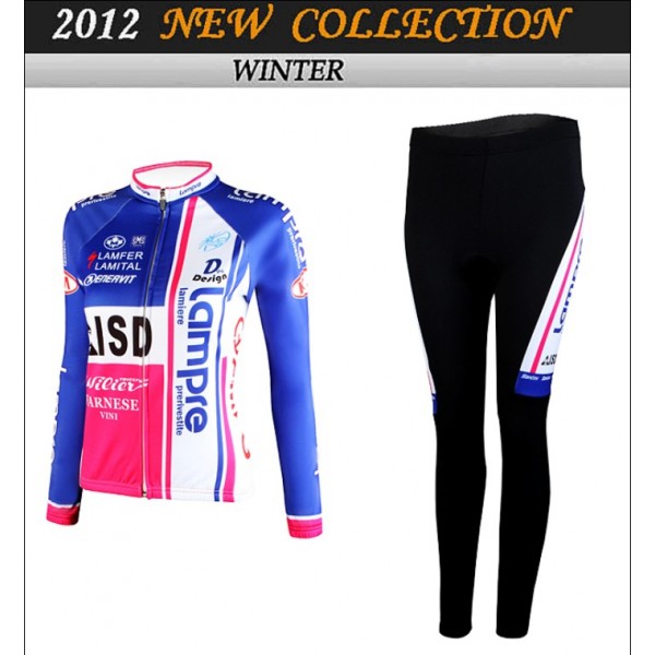 2012 Damen Lampre Cycling Fahrradbekleidung Radtrikot Satz Langarm und Lange Fahrradhose