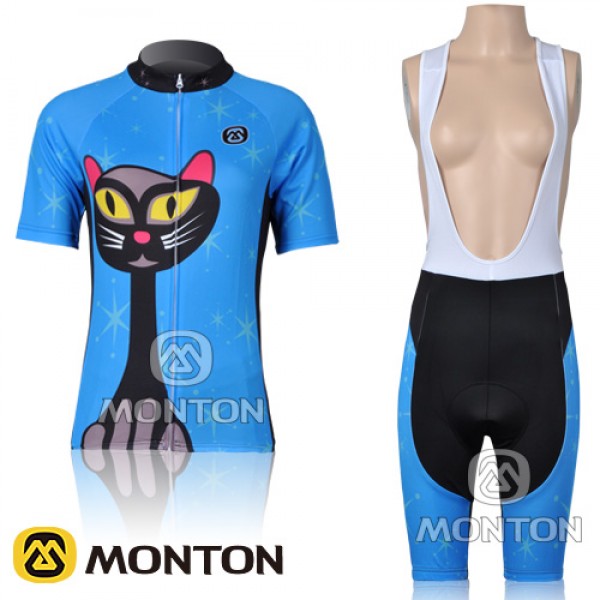 2011 MONTON Blue Cat Damen Fahrradbekleidung Satz Fahrradtrikot Kurzarm Trikot und Kurz Trägerhose 2011 MONTON Blue Cat Damen Fahrradbekleidung Satz Fahrradtrikot Kurzarm Trikot und Kurz Trägerhose