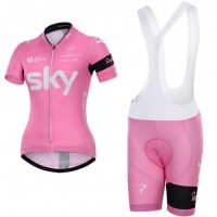 2015 Sky Damen Fahrradbekleidung Satz Fahrradtrikot Kurzarm Trikot und Kurz Trägerhose