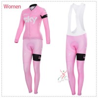 2015 Damen Sky Fahrradbekleidung Radtrikot Satz Langarm und Lange Fahrradhose