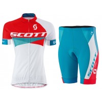 2015 Scott Rot-Weiß Damen Radbekleidung Radtrikot Kurzarm und Fahrradhosen Kurz
