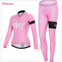 2015 sky Damen Cycling Fahrradbekleidung Radtrikot Satz Langarm und Lange Fahrradhose