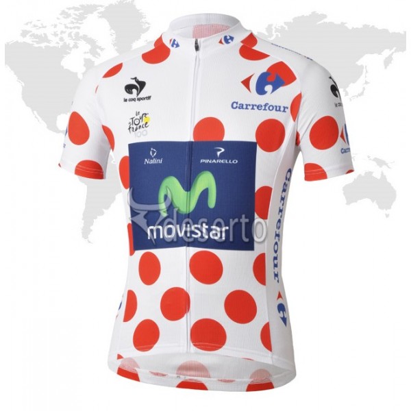 Movistar Tour de France Gepunktetes Trikot Radtrikot Kurzarm Movistar Tour de France Gepunktetes Trikot Radtrikot Kurzarm