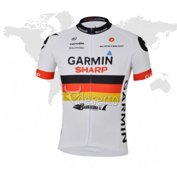 2013 Garmin Sharp Barracuda Deutsche Champion Radtrikot Kurzarm Weiß 2013 Garmin Sharp Barracuda Deutsche Champion Radtrikot Kurzarm Weiß