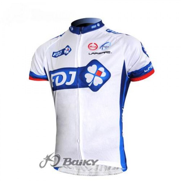 FDJ-BigMat Pro Team Radtrikot Kurzarm Weiß Blau FDJ-BigMat Pro Team Radtrikot Kurzarm Weiß Blau