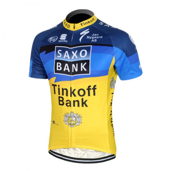 2013 Saxo Bank Tinkoff Pro Team Radtrikot Kurzarm Blau Gelb 2013 Saxo Bank Tinkoff Pro Team Radtrikot Kurzarm Blau Gelb