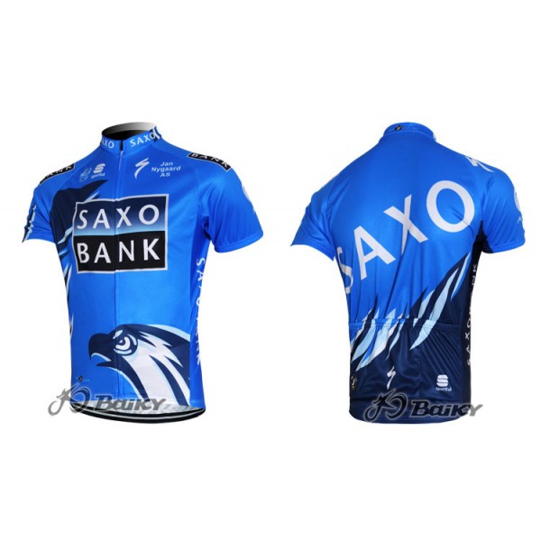 2012 Saxo Bank Radtrikot Kurzarm Blau