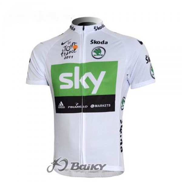 SKY Pro Team Radtrikot Kurzarm Weiß Grün