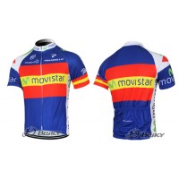 2012 Movistar Radtrikot Kurzarm Blau Rot