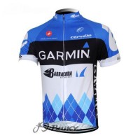 2012 Garmin Barracuda Radtrikot Kurzarm Weiß Blau