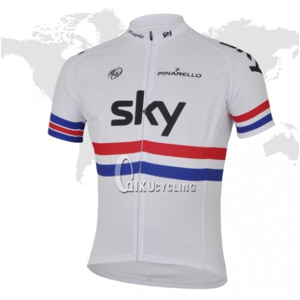 2013 Team Sky Radtrikot Kurzarm Weiß Rot Blau 2013 Team Sky Radtrikot Kurzarm Weiß Rot Blau