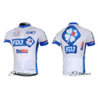 2012 FDJ-BigMatRadtrikot Kurzarm Weiß Blau