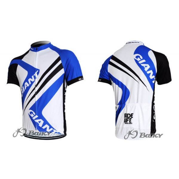 2012 Giant Ride Life Radtrikot Kurzarm Weiß Blau