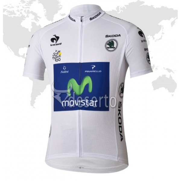 Movistar Tour de France Weißen Trikots Radtrikot Kurzarm