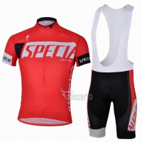 Specialized Racing Radtrikot Kurzarm und Kurz Trägerhose Kits Rot