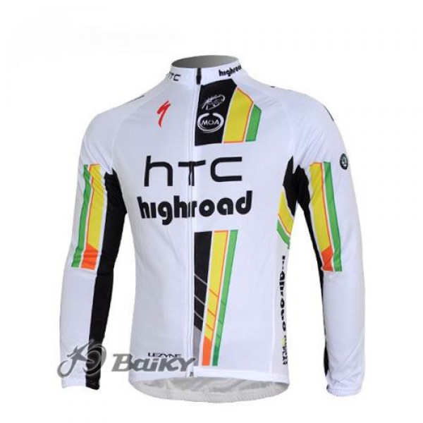 HTC-Highroad Pro Team Fahrradtrikot Langarm Weiß Grün HTC-Highroad Pro Team Fahrradtrikot Langarm Weiß Grün