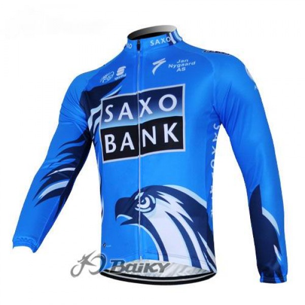 Saxo Bank Sungard Pro Team Fahrradtrikot Langarm Blau Schwarz