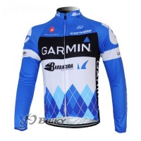 Garmin Barracuda Pro Team Fahrradtrikot Langarm Blau Weiß