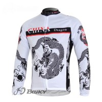 China Dragon Fahrradtrikot Langarm Weiß