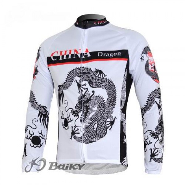 China Dragon Fahrradtrikot Langarm Weiß