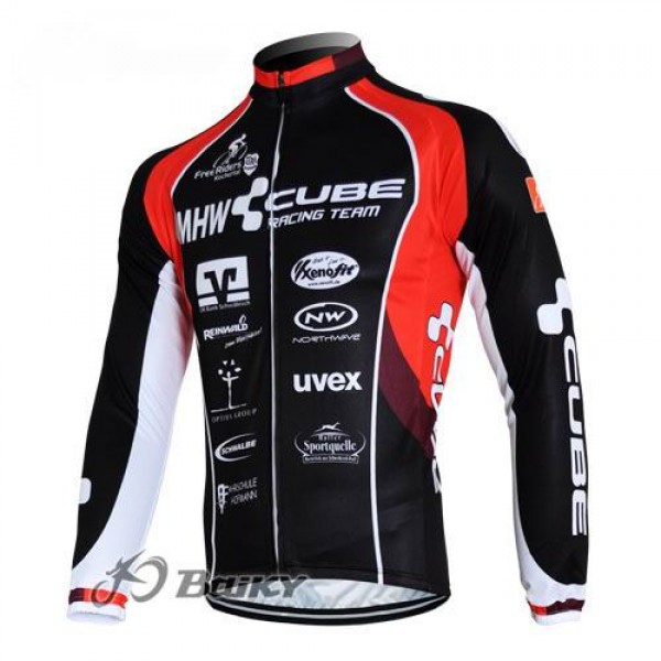 MHW Cube Racing Team Fahrradtrikot Langarm Rot Schwarz MHW Cube Racing Team Fahrradtrikot Langarm Rot Schwarz