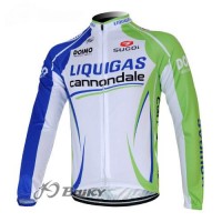 Liquigas Cannondale Pro Team Fahrradtrikot Langarm Grün Weiß