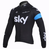 2013 Team Sky Fahrradtrikot Langarm Schwarz Blau